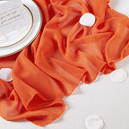 10 Pieces 10Ft Burnt Orange Chiffon Table Runner Boho Wedding Sheer Runners - Image 4