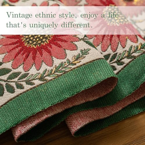 Spring Floral Table Runner 71in Long - Nordic Spring Embroidery Jacquard with Tassels, Elegant Easter & Mother's Day Decor for Farmhouse Dining Table, Wedding & Dresser (Spring Blossom, 13.7"x71") - Image 6
