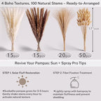 Pampas Grass with Vase Set – 3 Beige White Ceramic Vases with Natural Dried Pampas, Bunny Tails & More – Neutral Farmhouse Decor for Fireplace, Home, Mantel, Entryway, Kitchen & Boho Table Centerpiece - Image 5