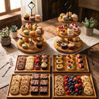 6pcs Wooden Dessert Table Display Set, 3 Tier Cupcake Stand Set with Serving Trays, Rustic Dessert Display Stand, Cake Stand Set for Wedding Dessert Table, Birthday, Baby Shower, Party Food Display, Home Decor - Image 5
