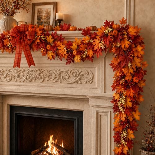 Yinder 5 ft Fall Garland Fall Decorations for Mantle by Yinder
