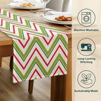 Holiday Table Runners | Chevron Design | Seasonal Table Decorations | Kitchen Dining Table Runner | Made in The USA | Stain Resistant | 14" x 108" Long - Image 2