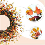 20 inches Fall Eucalyptus Leaves Wreath, Soft Touch Mixed Color Autumn Leaf Wreath for Front Door Decor, Harvest and Thanksgiving Home Decorations,Indoor/Outdoor Use - Image 2