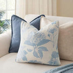 Foindtower Set of 2 Linen Floral Vintage Throw Pillow Covers Neutral Accent Decorative Cozy Cushion Covers Farmhouse Boho Home Decor for Sofa Chair Couch Bedroom Living Room,24×24 Inch,Sky Blue - Image 4