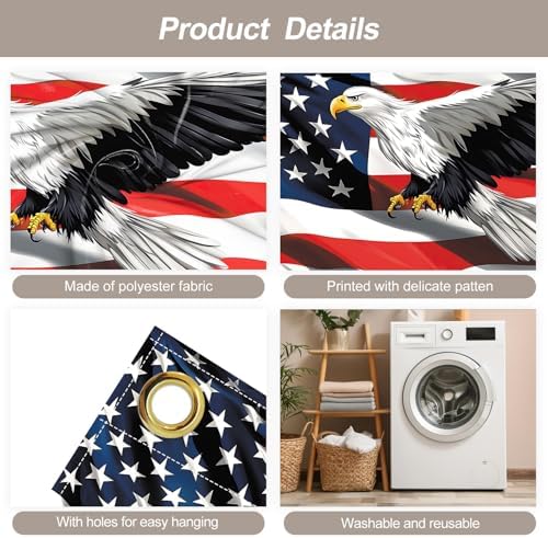 7 * 16FT Eagle USA Flag 4 of July Garage Door Cover Decorations Independence Day Garage Door Banner for Outdoor Indoor Patriot Party Photography Backdrop - Image 3