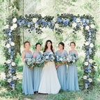 DearHouse 2Pcs Artificial Peony Flower Garland and - Silk Peony Garland with Flowers and Eucalyptus for Wedding Party Table Decoration,6ft/Strand (Blue) - Image 3