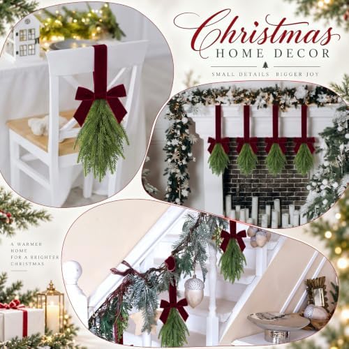 Burgundy Teardrop Swag 6 Pcs Christmas Cabinets Chair Ornament - Image 7