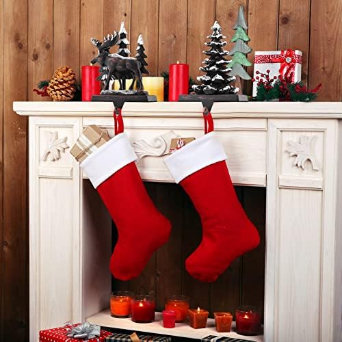 MCEAST 2 Pack Christmas Stocking Holders Reindeer and Christmas Tree with Snowflake Xmas Stocking Hangers Clips Mantle Hooks for Christmas Decoration - Image 5