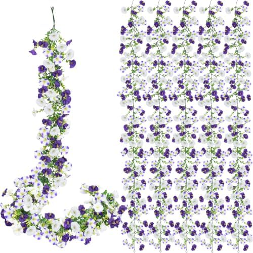 6 Pcs 6 ft Artificial Morning Glory Flower Vine Garland Decor by FineCheer