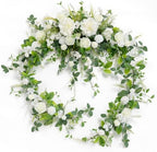 Ling's moment Lily White Artificial Flower Garland Wedding Arch 9 FT by LingsMoment