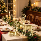 FANTESTICRYAN Large Reindeer Sculpture, Gold Resin Christmas Elk Set of 2 - Image 7