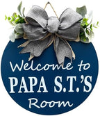 Grandparent welcome sign Grandparent door sign Nana & PopPop's house decor Grandma's garden Grandkids welcome (UV61-Navy Papa's Room, 11" Width) by Unknown