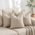4 Pack 20x20 Inch Linen Pillow Covers Decorative Neutral Linen Throw Pillows Cases, Soft Rustic Cushions Boho Farmhouse Pillowcases for Bed Sofa Living Room Spring Decor(Beige) - Image 4