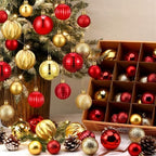 Lunmon 64 Pcs Red and Gold Christmas Ball Ornaments Glitter Xmas Bulbs by Lunmon
