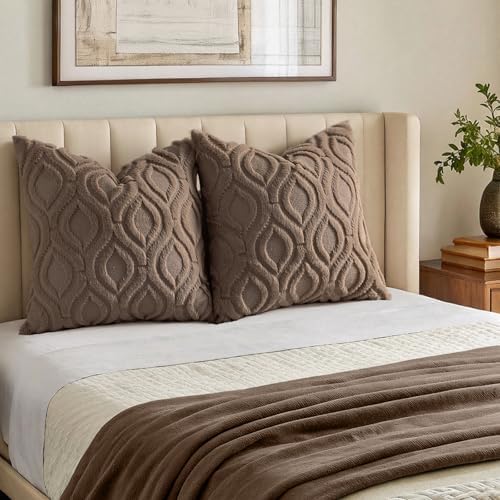 decorUhome Faux Fur Plush Soft Brown Throw Pillow Covers 24x24 Set of 2 - Image 7