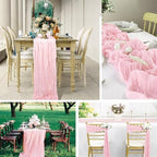 16 Pack Light Pink Cheesecloth Table Runner 20 x 120 inch Gauze Table Runners 10 FT Long,Semi Sheer Boho Cheese Cloth Fabric Table Runner Bulk for Wedding,Party,Baby Shower,Bridal Shower Decoration - Image 6