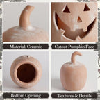 DN DECONATION Halloween Fall Pumpkin Decor, Jack O Lantern Tealight Holders - Image 6