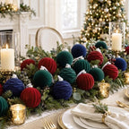 36 Pcs Velvet Christmas Ornament Vintage Ball Bulk, Blue Green Burgundy Red - Image 4