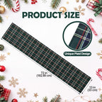 HunnmingRe 1 Pcs Green Christmas Tartan Plaid Table Runner 13 x 72 - Image 2