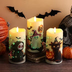 Eywamage Fiber Optic Halloween Flameless Pillar Candles with Remote 3 Pack - Image 6