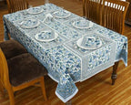 60x90 Inches Rectangle Hand Block Printed Cotton Tablecloth, Blue Green Floral Table Cloths Washable, Indian Table Linen For Halloween Christmas Christmas Thanksgiving Gifts Home Decor Dinning Outdoor - Image 3