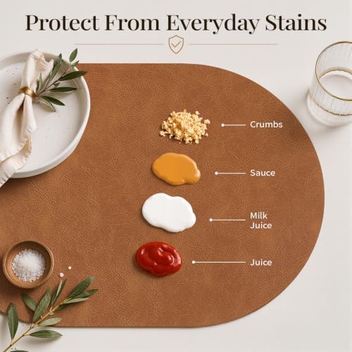 Homaxy Oval Heat Resistant Placemats Set of 6, Reddish Brown - Image 3