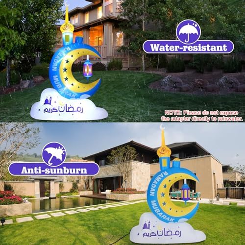Lewondr 8FT Outdoor Inflatable Ramadan Moon Decorations with 6 LEDs Lights - Image 3