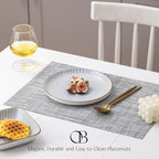 Placemats Set of 12 - Easy Clean Woven Vinyl Placemats for Dining Table, Indoor/Outdoor Place Mats, Washable PVC Table Mats（Gray） - Image 3