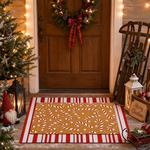 Tinideya 2 Pcs Christmas Layered Doormat Set, Candy Cane - Image 5