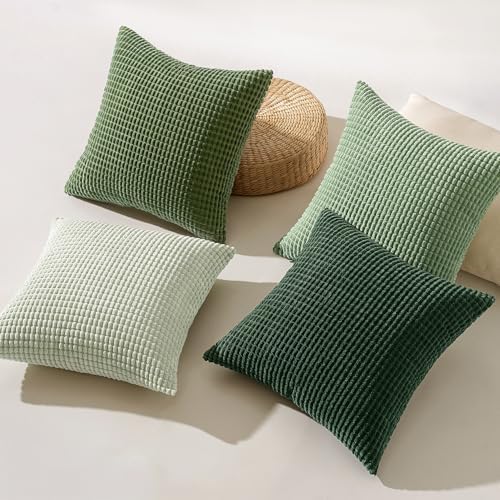 MIULEE Boho Decorative Pillow Covers 20x20 Inch Set of 4 Forest Green - Image 4