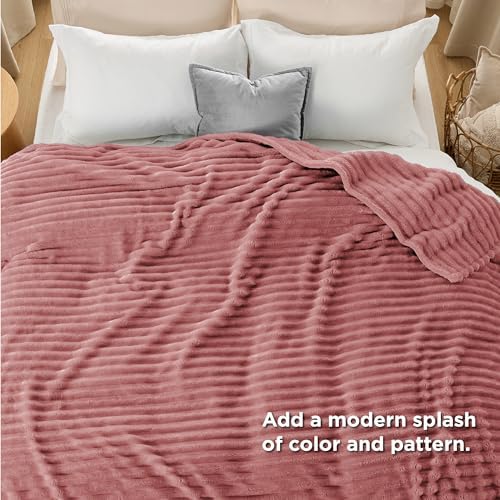 Bedsure Full Size Fleece Blankets for Bed Dusty Pink 84"x90" - Image 6