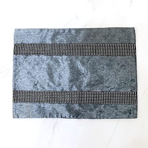 HeMiaor Gray Elegant Placemats for Dinner Table Set of 4 Bling Silver Shinning Diamond Sequins Place Mats Velvet for Wedding Decor Centerpiece - Image 4