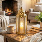 Vela Lanterns Decorative Indoor Moroccan Candle Holders, Gold, M, 2-Pack - Image 3
