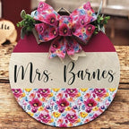 Classroom welcome sign Teacher door sign Gift for Teacher (UV60-Pink Floral Teacher, 30" Width) - Image 2