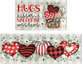 Valentines Day Kitchen Mat Set 2 Piece,Valentine's Day Buffalo Plaid Polka Dot Stripes Love Hearts Kitchen Rugs,Valentines Eucalyptus Leaves Low-Profile Mats for Home Kitchen Decor 17"x48"+17"x30" by Xsinufn