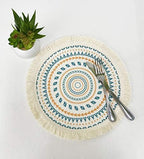 Fennco Styles Boho Geometric Fringe Decorative Cotton Placemats 13-inch Round, Set of 4 - Green Heat Resistant Insulation Table Mats for Home Decor, Dining Table, Banquets and Special Events - Image 4