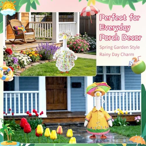 10 Set Porch Goose Outfits for 23" Lawn Goose Statue,All Seasons Goose Clothes Bundle with Valentine St Patrick Easter Spring Floral Raincoat Summer Patriotic Halloween Thanksgiving Christmas Costumes - Image 4