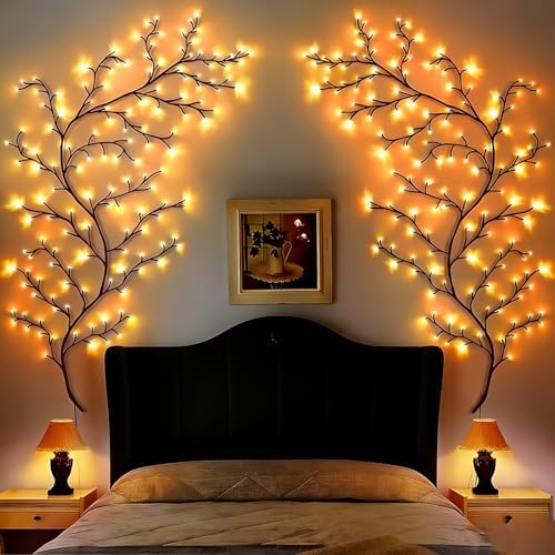 Enchanted Willow Vine Lights for Wall，Christmas Decorations, 96 LED Lights with USB Powered 8 Modes Artificial Plants Lighted Willow Vine Lights for Bedroom Indoor Wedding Decor (75in) - Image 6