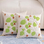 Summer Floral Throw Pillow Covers 20x20 Inch Set of 2, Chenille Embroidered Pillowcase with 3D Tufted White Flowers and Green Leaves, Boho Decorative Cushion Covers for Couch Sofa Bed by CITYJUN