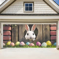 ANNA QUEEN Easter Bunny Peeking Through Fence Garage Door Banner 7x16FT, Cute Bunny Colorful Eggs Garage Door Cover, Outdoor Spring Decoration for Easter & Holiday Season by ANNAQUEEN