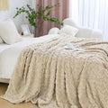 Aganear Fleece Throw Blanket for Bed Couch 90"x108" Khaki by Aganear
