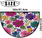 Colorful Seasonal Flowers Door Mat for Outdoor Indoor Welcome Mat Half Round Doormat Entryway Rug 24" x 36" Door Mats for Home - Image 2