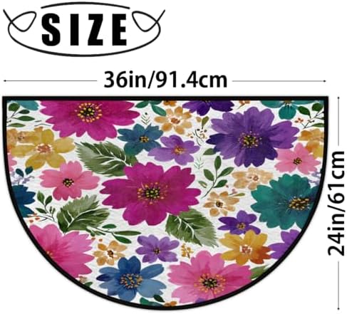Colorful Seasonal Flowers Door Mat for Outdoor Indoor Welcome Mat Half Round Doormat Entryway Rug 24" x 36" Door Mats for Home - Image 2