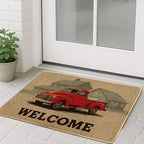 Vintage Red Truck Doormat, Farmhouse Outdoor & Indoor Entrance Decor, Seasonal Welcome Mat for Autumn & Holidays, Non-Slip Rubber Dust Absorbent Features 29x17 Inch - Image 3