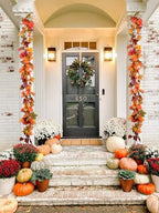 Lvydec 6 Pack Fall Maple Garland - 5.9ft/Strand Artificial Fall Foliage Garland Realistic Maple Leaves Autumn Decor for Home Wedding Halloween Thanksgiving Party - Image 4