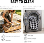 2-Piece Front Door Mat Set, Coir Welcome Mat & Black White Plaid Mat - Image 6
