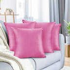 Nestl Throw Pillow Covers, Cozy Velvet Decorative Outdoor Pillow Covers 20X20 Inches, Soft Solid Cushion Covers for Sofa, Bed and Car, Set of 4 - Light Pink by Nestl