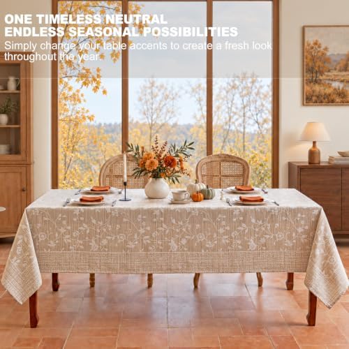 Midsummer Breeze French Country Beige Floral Tablecloth Rectangle 60”x90” - Image 4