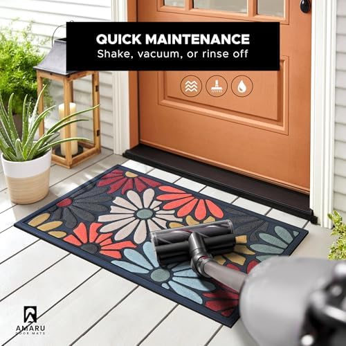 Welcome Mat for Front Door, Non-Slip, Flowers, 24 x 36 in - Image 6