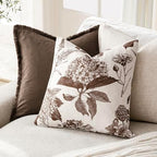 Foindtower Set of 2 Linen Floral Throw Pillow Covers Neutral Vintage Print Decorative Cushion Covers Farmhouse Boho Home Decor for Sofa Chair Couch Bedroom Living Room,18×18 Inch,Dark Brown - Image 4